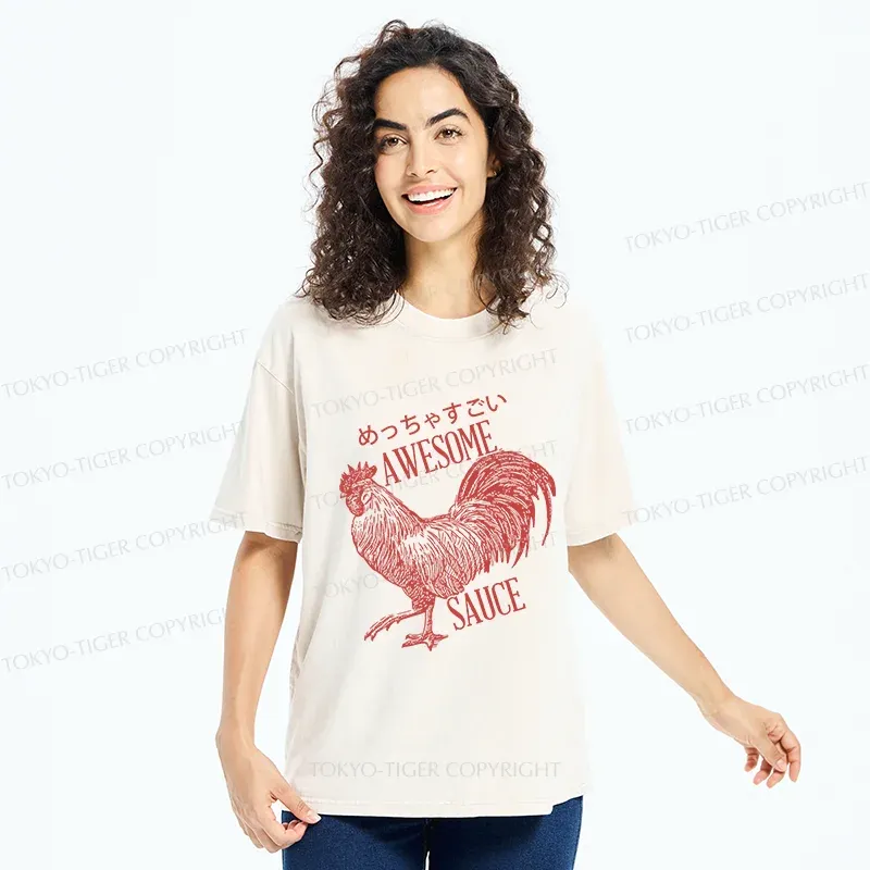 Tokyo-Tiger Excited Chicken Washed T-Shirt