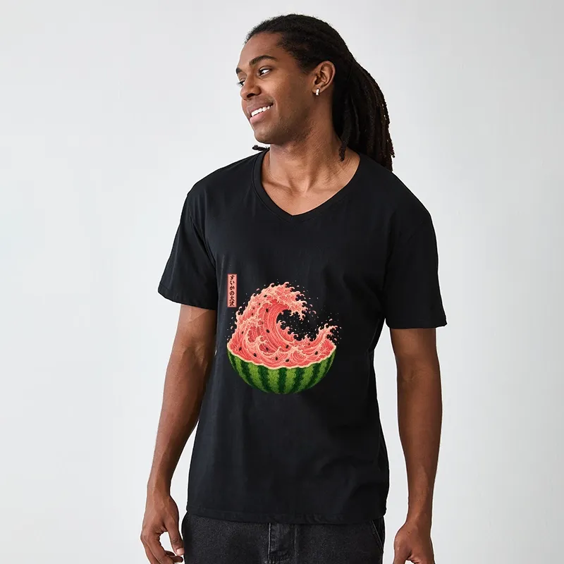 Tokyo-Tiger Watermelon Wave Summer Ukiyo Art V-Neck Classic T-Shirt