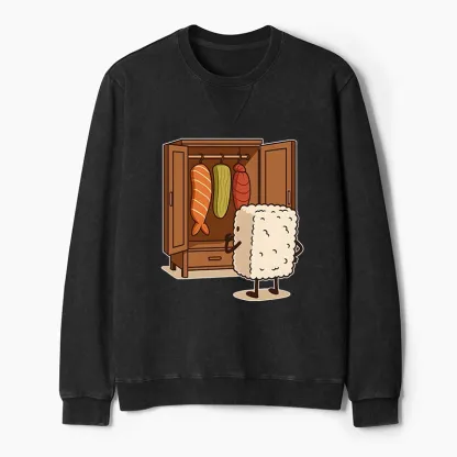Tokyo-Tiger Sushi Pick Out Clothes Washed Terry Sweatshirt