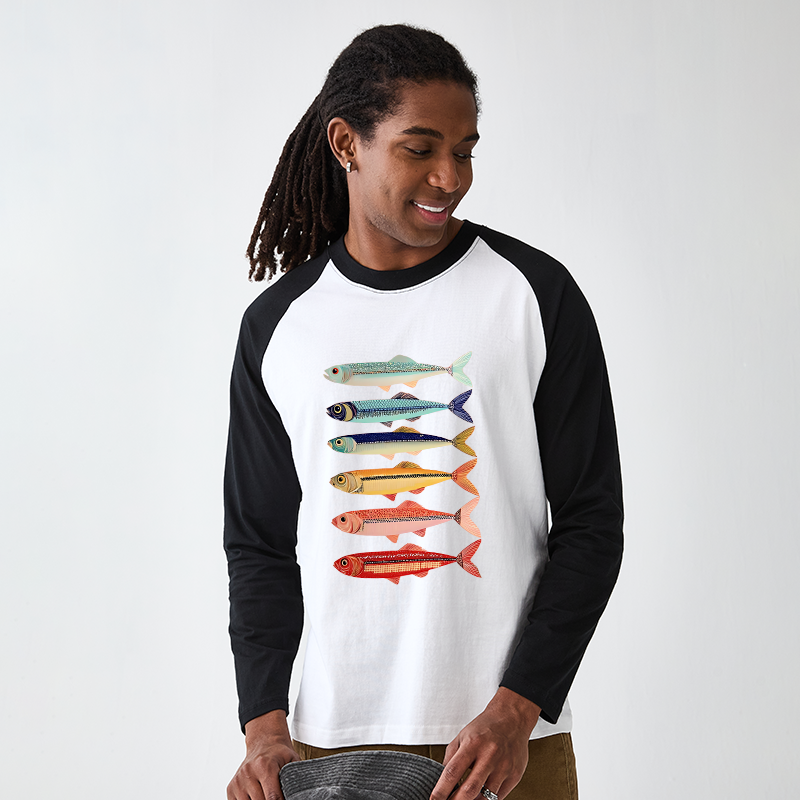 Tokyo-Tiger Colorful Fish Stack Long Sleeve T-shirt
