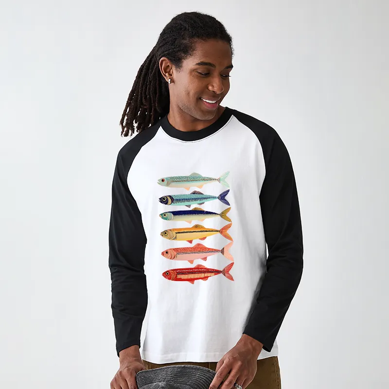Tokyo-Tiger Colorful Fish Stack Long Sleeve T-shirt