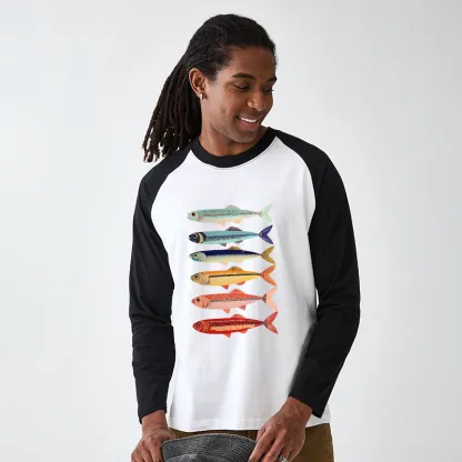 Tokyo-Tiger Colorful Fish Stack Long Sleeve T-shirt