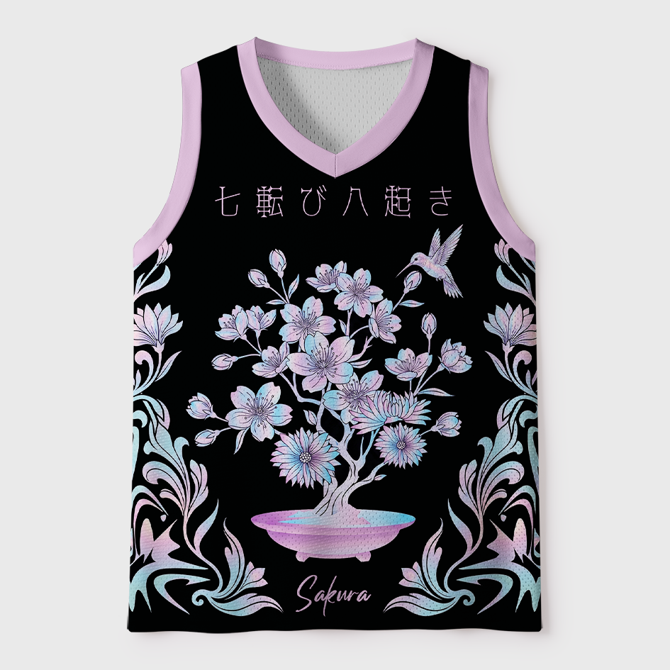Tokyo-Tiger Nanakorobi Yaoki Sakura Bonsai Mask Mesh Tank Top