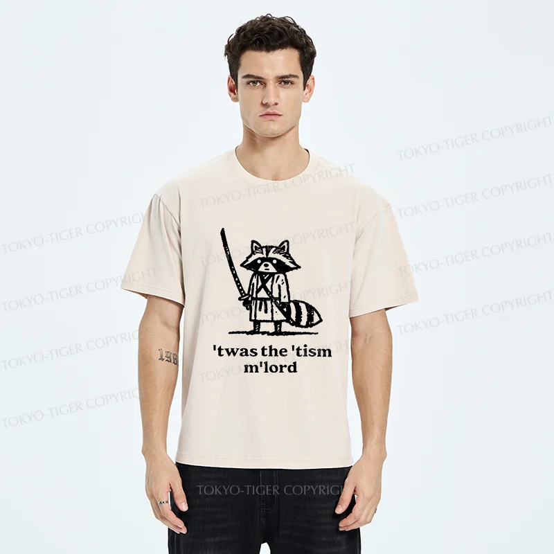 Tokyo-Tiger Focused Samurai Raccoon Washed T-Shirt