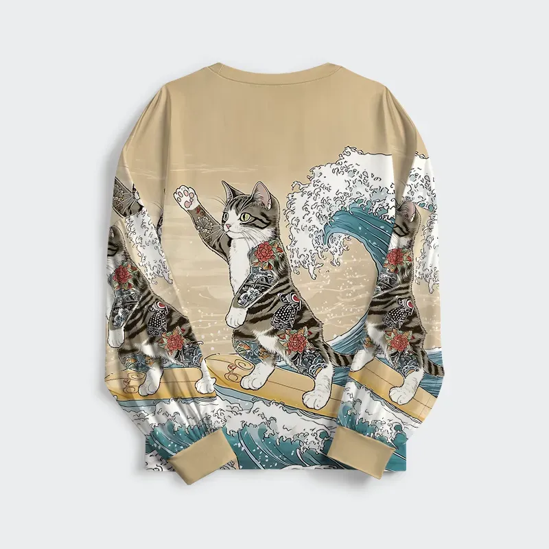 Tokyo-Tiger Cat Surfing Family Pajama Sets