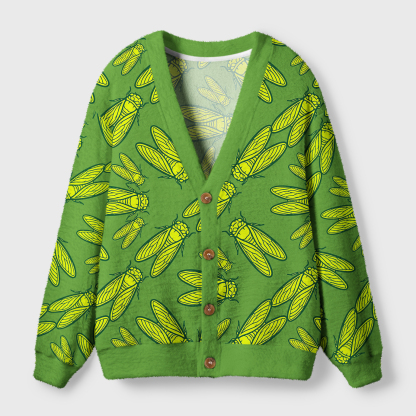 Tokyo-Tiger Cicada Ugly Cardigan Sweater