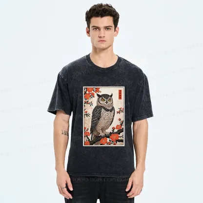 Tokyo-Tiger Vintage Japanese Owl Washed T-Shirt