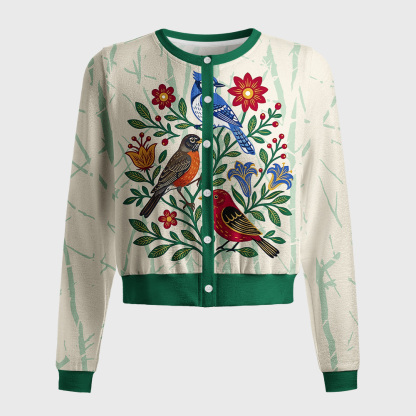Tokyo-Tiger Floral Birdsong Women's Lightweight Cardigan