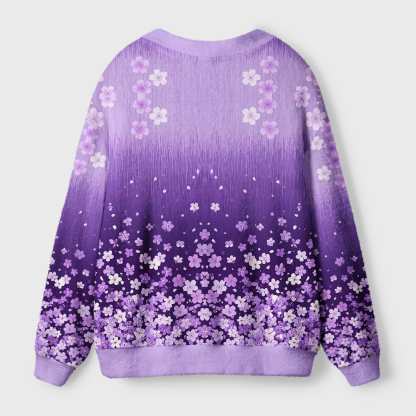 Tokyo-Tiger A Sea Of Sakura Petals Ugly Cardigan Sweater