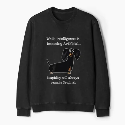 Tokyo-Tiger Dachshund Real Humor Funny Meme Washed Terry Sweatshirt
