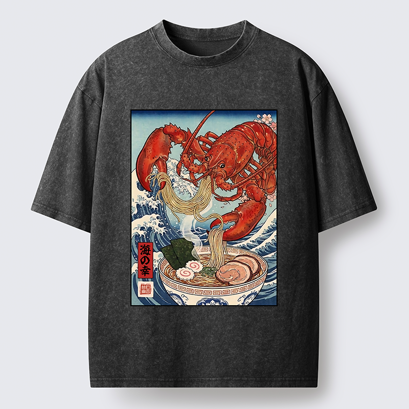 Tokyo-Tiger Lobster Ramen Wave Washed T-Shirt