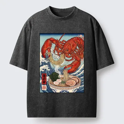 Tokyo-Tiger Lobster Ramen Wave Washed T-Shirt