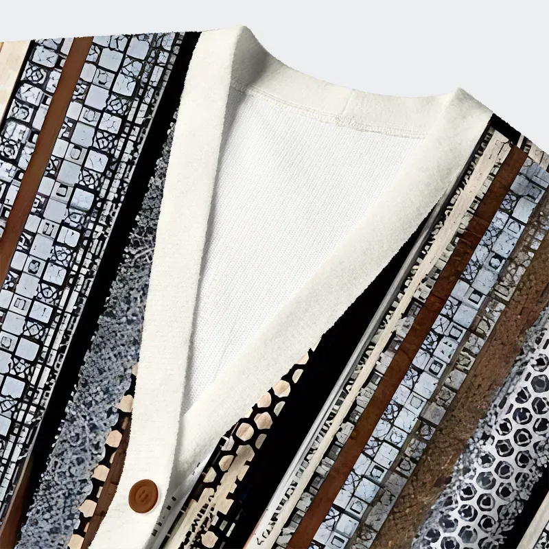 Tokyo-Tiger Tokyo-Tiger Japanese Pattern Ugly Cardigan Sweater