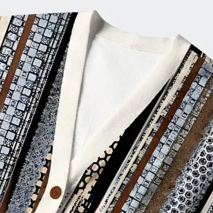 Tokyo-Tiger Tokyo-Tiger Japanese Pattern Ugly Cardigan Sweater