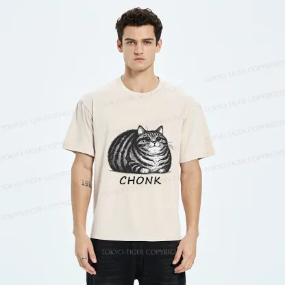 Tokyo-Tiger Fat Cat Funny Washed T-Shirt