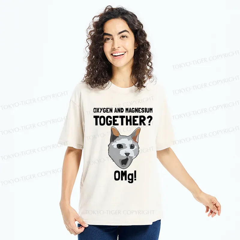 Tokyo-Tiger Surprised Cat Washed T-Shirt