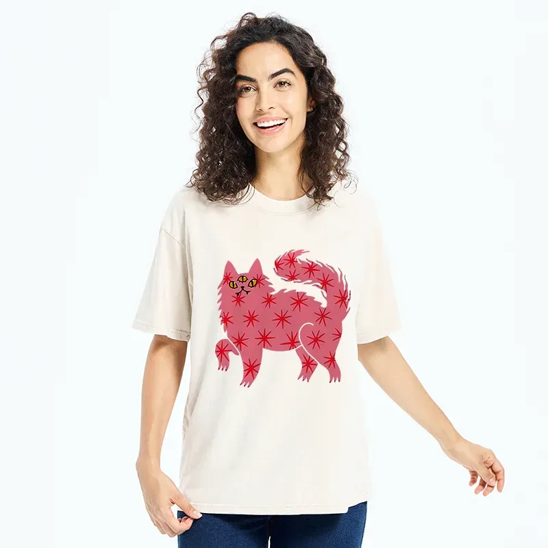 Tokyo-Tiger Cute And Mysterious Cat Washed T-Shirt