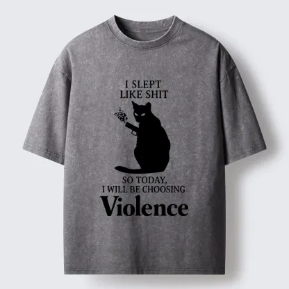 Tokyo-Tiger Mad Cat Mood Washed T-Shirt