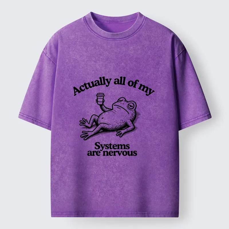 Tokyo-Tiger Nervous Frog Meme Washed T-Shirt