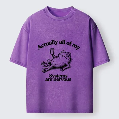 Tokyo-Tiger Nervous Frog Meme Washed T-Shirt
