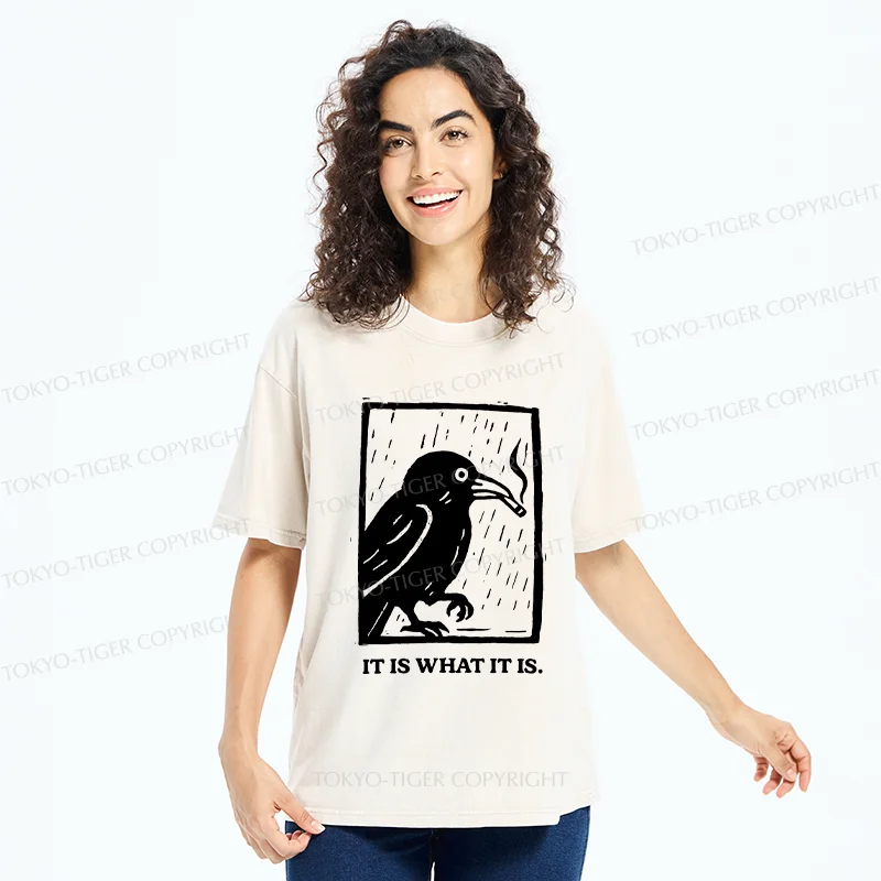 Tokyo-Tiger Smoking Crow Washed T-Shirt