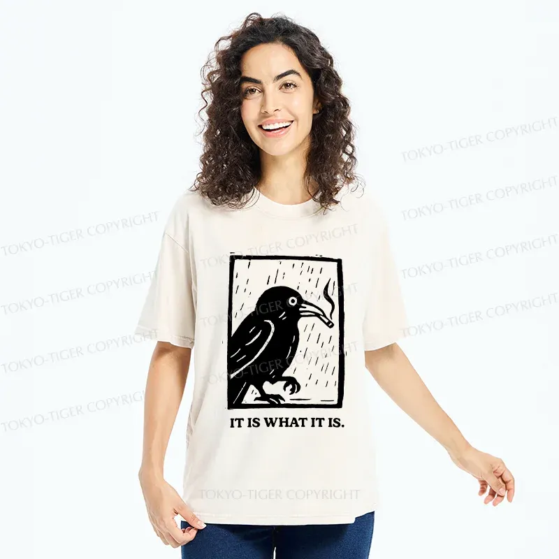 Tokyo-Tiger Smoking Crow Washed T-Shirt