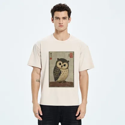 Tokyo‑Tiger Vintage Owl Vibe Washed T‑Shirt