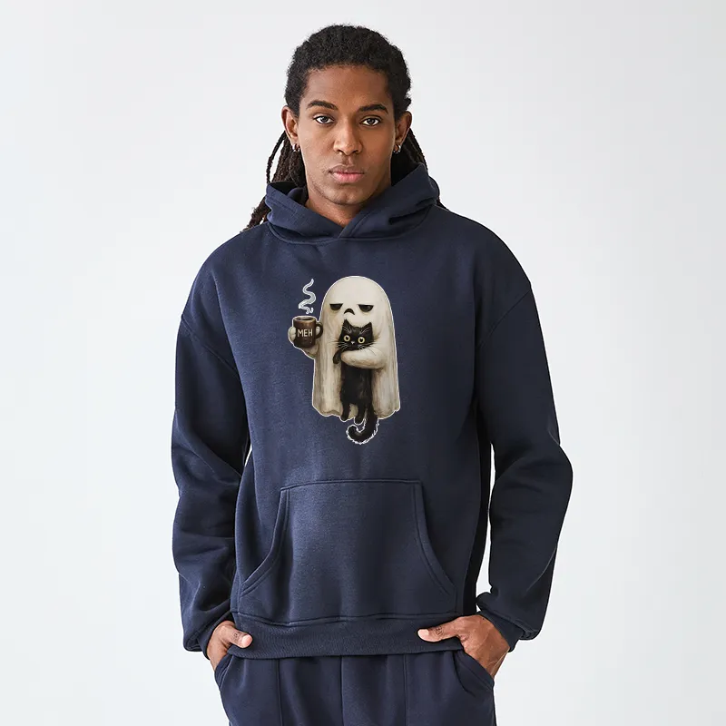 Tokyo-Tiger Ghost Cat Coffee Mood Adult Fleece Hoodie