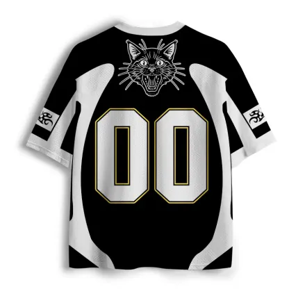 Tokyo-Tiger Cat Biting Arm Mesh Jersey