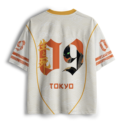 Tokyo-Tiger Tea Samurai Cat Black Version Mesh Jersey