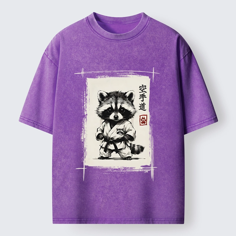 Tokyo‑Tiger Karate Raccoon Washed T‑Shirt