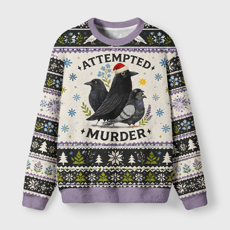 Tokyo-Tiger Funny Crow Pigeon Fuzzy Christmas Ugly Sweatshirt