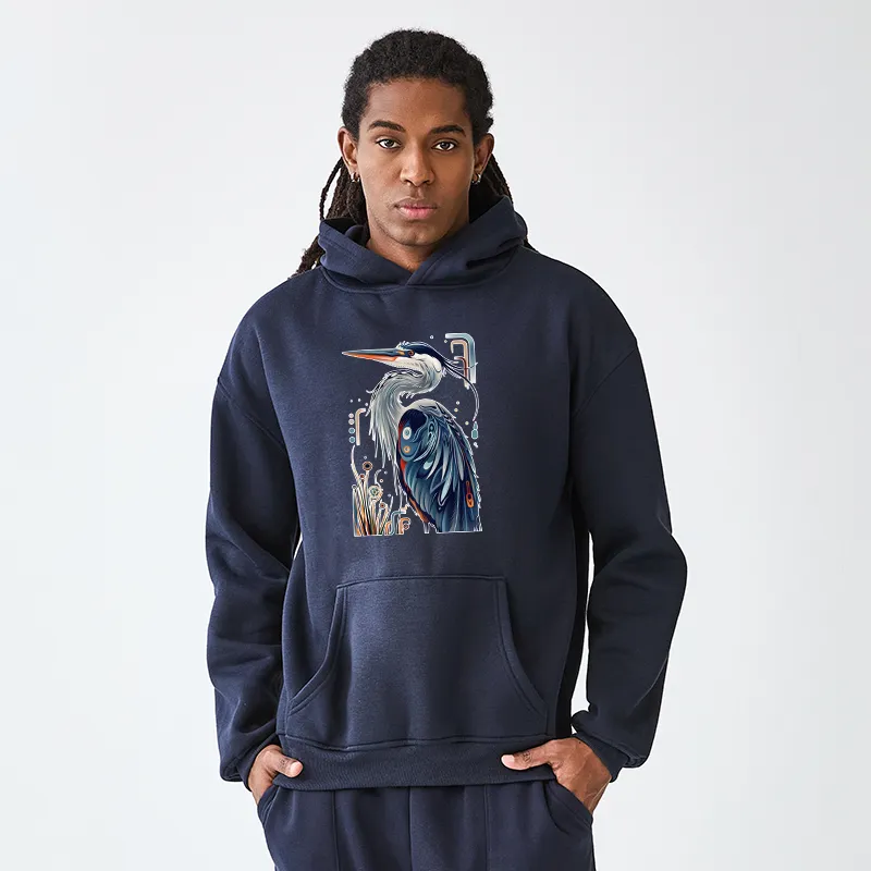 Tokyo-Tiger Stylish Blue Heron Adult Fleece Hoodie