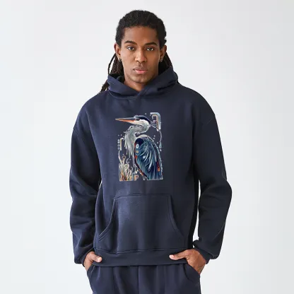 Tokyo-Tiger Stylish Blue Heron Adult Fleece Hoodie