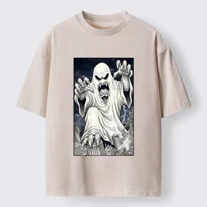 Tokyo‑Tiger Spooky Ghost Monster Washed T‑Shirt
