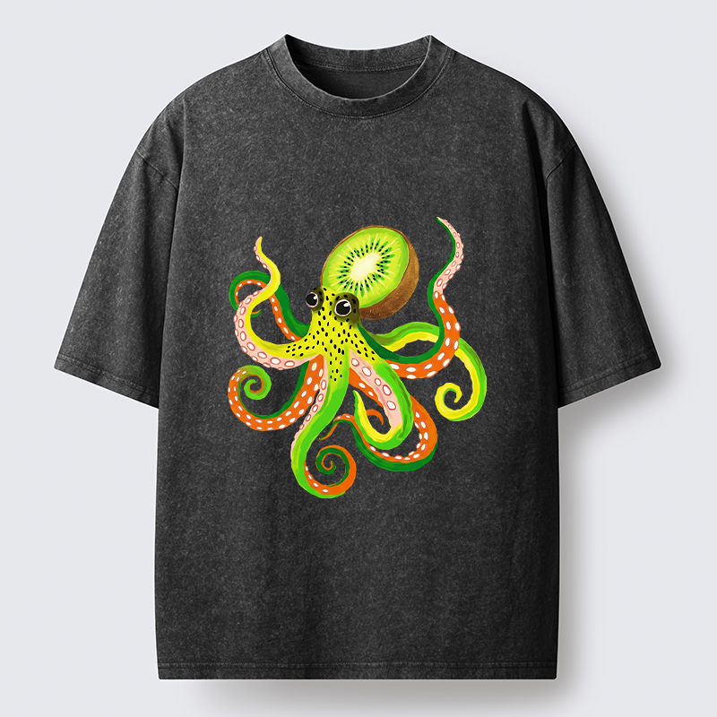 Tokyo-Tiger Kiwi Octopus Washed T-Shirt