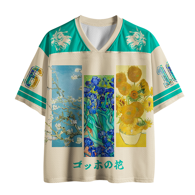 Tokyo-Tiger Van Gogh Floral Art Mesh Jersey
