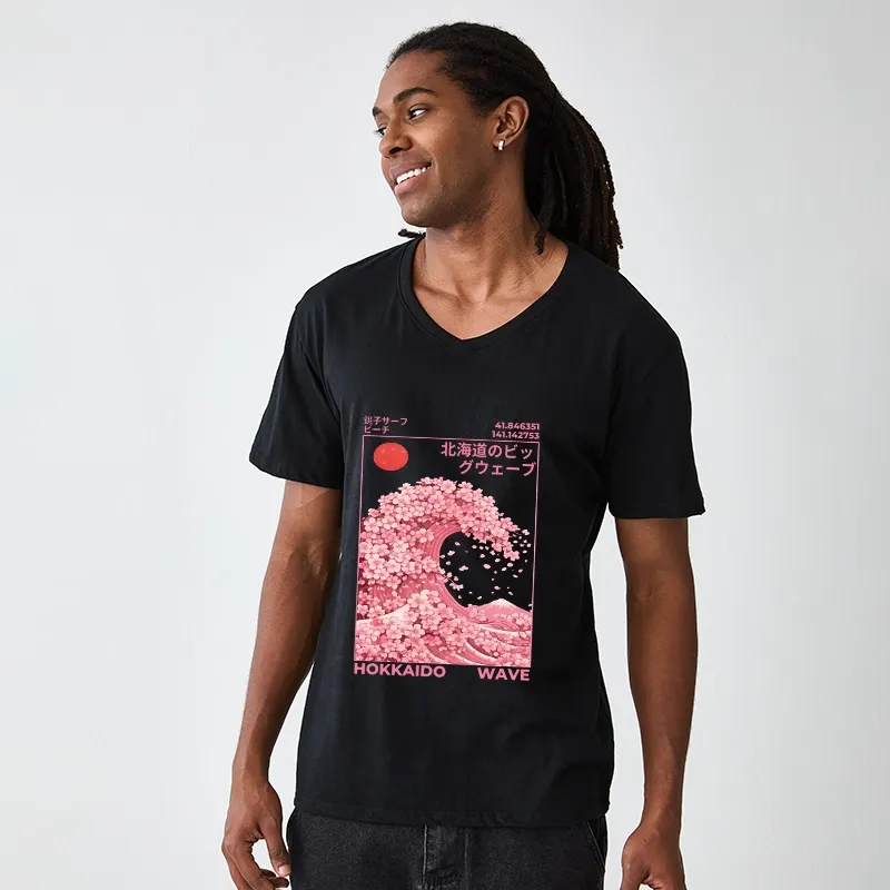 Tokyo-Tiger Sakura Wave V-Neck Classic T-Shirt