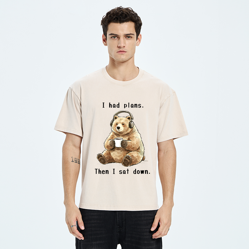 Tokyo-Tiger Funny Lazy Bear Meme Washed T-Shirt