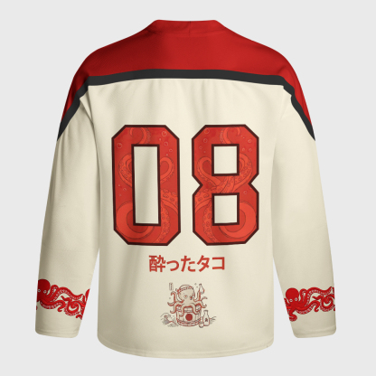 Tokyo-Tiger Drunken Octopus Japan Long-Sleeve Hockey Jersey