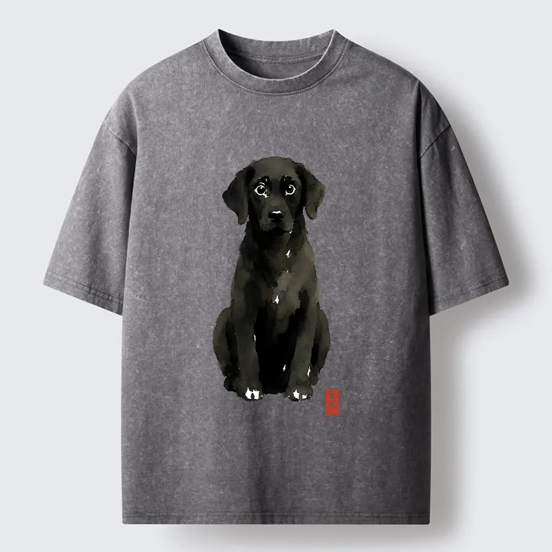 Tokyo‑Tiger Quirky Ink Dog Washed T‑Shirt