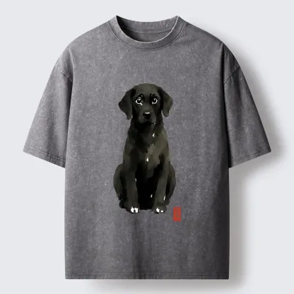 Tokyo‑Tiger Quirky Ink Dog Washed T‑Shirt