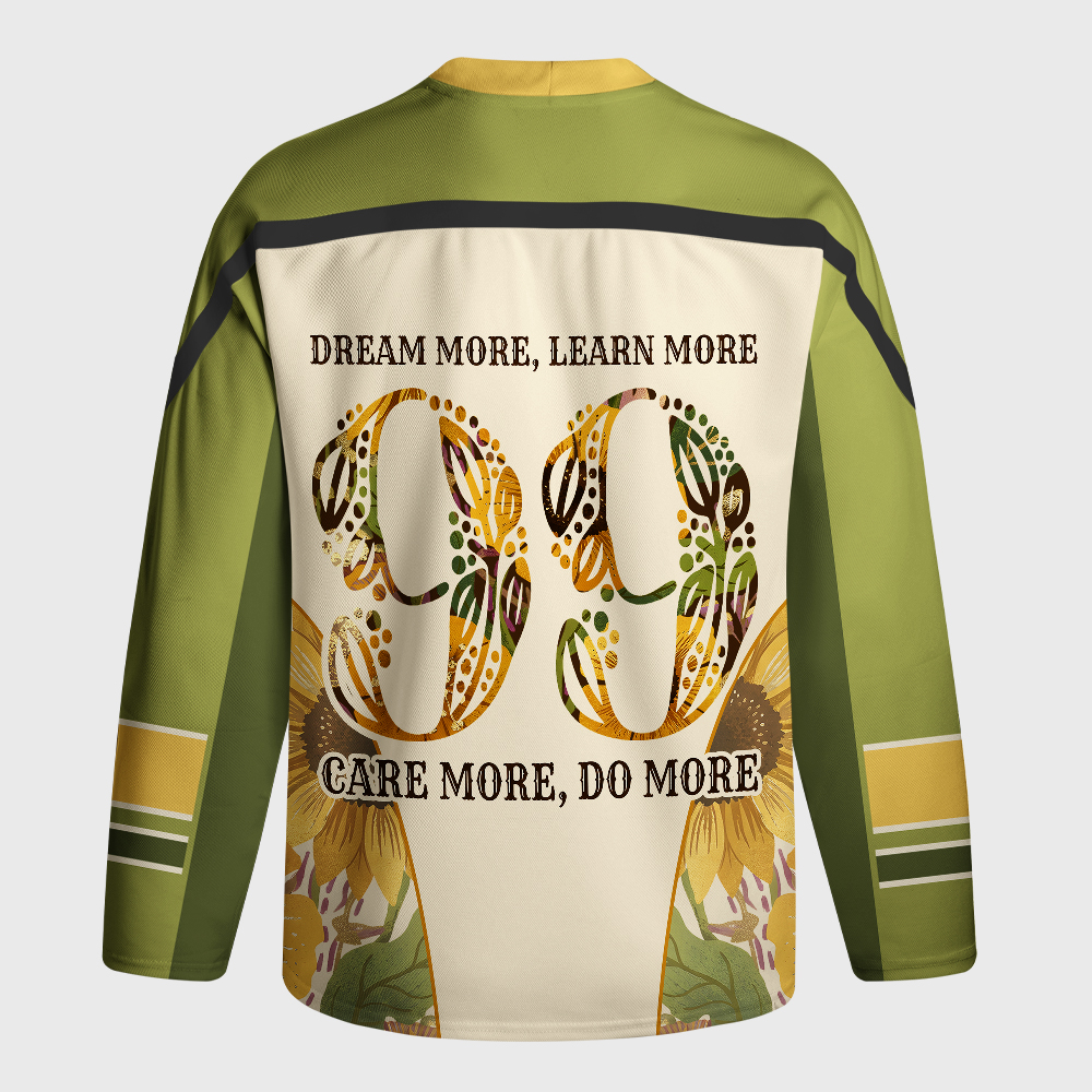 Tokyo-Tiger Vintage Sunflower Inspirational Quot Long-Sleeve Hockey Jersey