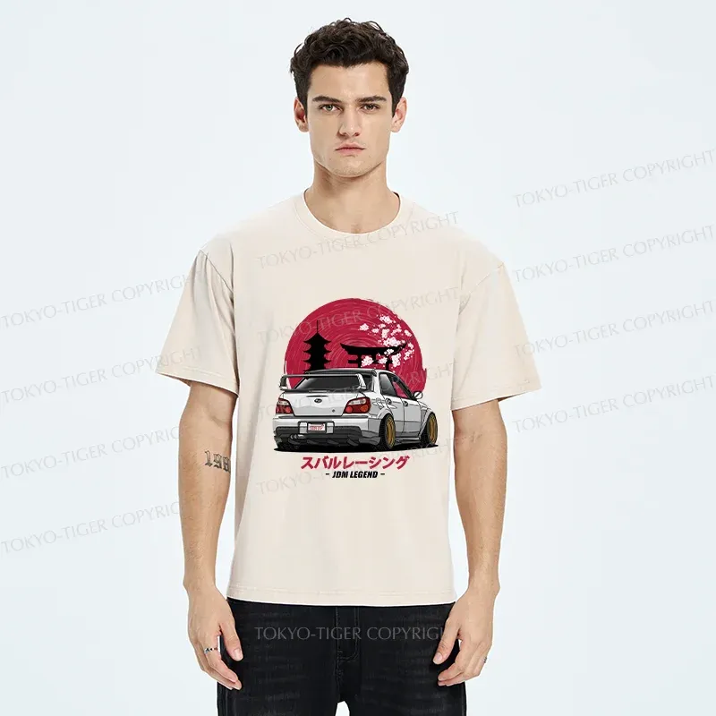 Tokyo-Tiger Japanese Retro Car Washed T-Shirt