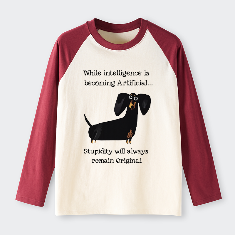 Tokyo-Tiger Dachshund Real Humor Funny Meme Raglan Long Sleeve T-shirt