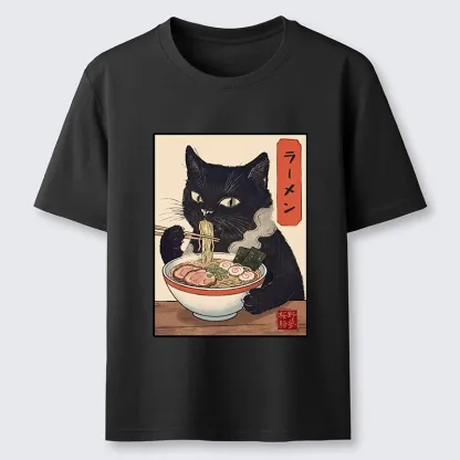 Tokyo-Tiger Ramen Eating Cute Cat Classic T-Shirt