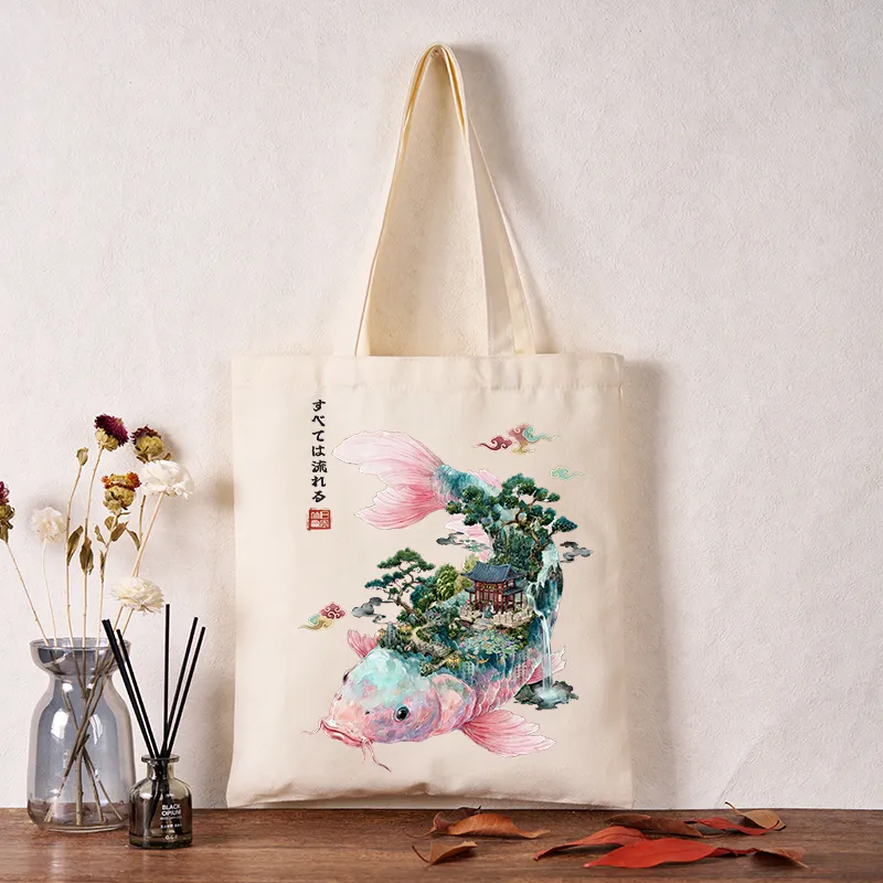 Tokyo-Tiger Journey Of The Flowing Koi Tote Bag
