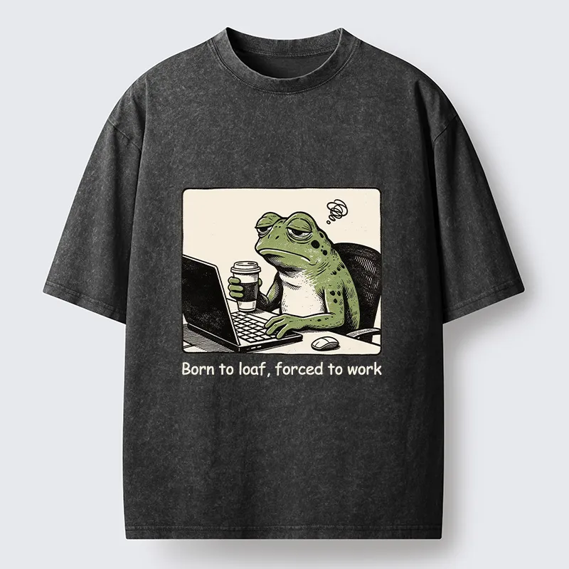 Tokyo-Tiger Working Frog Coffee Meme Washed T-Shirt