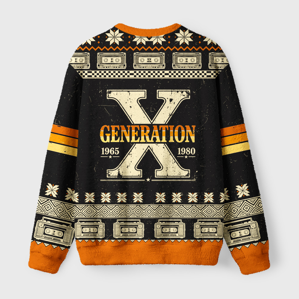 Tokyo-Tiger Generation X Dual Era Retro Vibe Fuzzy Christmas Ugly Sweatshirt