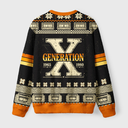 Tokyo-Tiger Generation X Dual Era Retro Vibe Fuzzy Christmas Ugly Sweatshirt